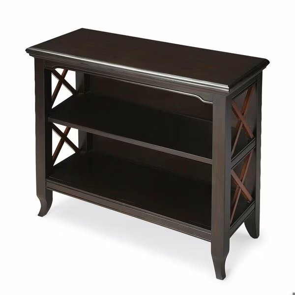 30.25 x 32 x 13 in. Newport Black & Cherry Low Bookcase, Homeroots, Mfr#: 389555